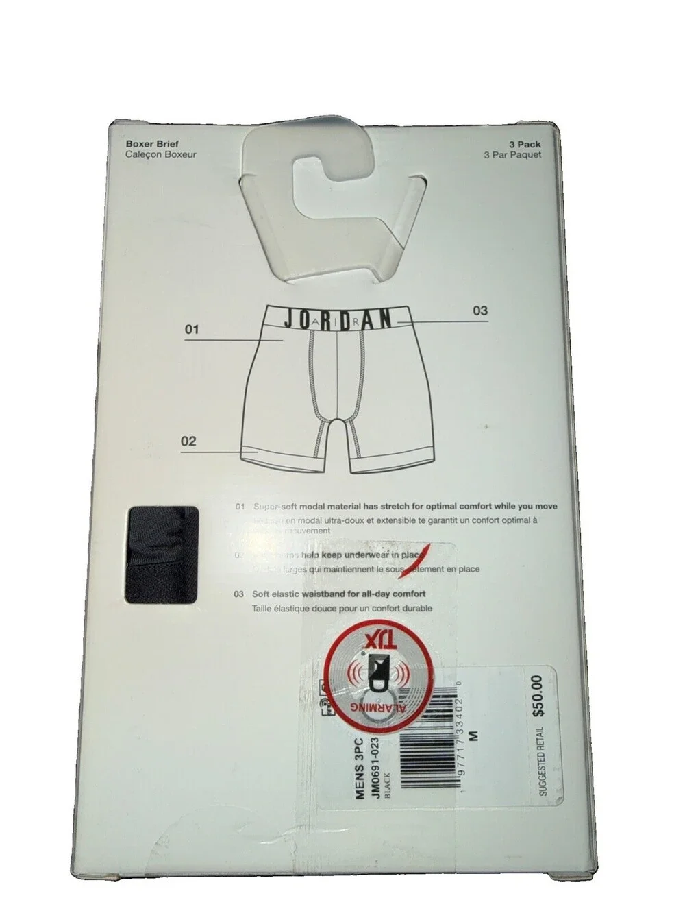 Jordan 3-Pack Flight Modal Boxer Briefs Black/Gray MRSP $50 New In Box